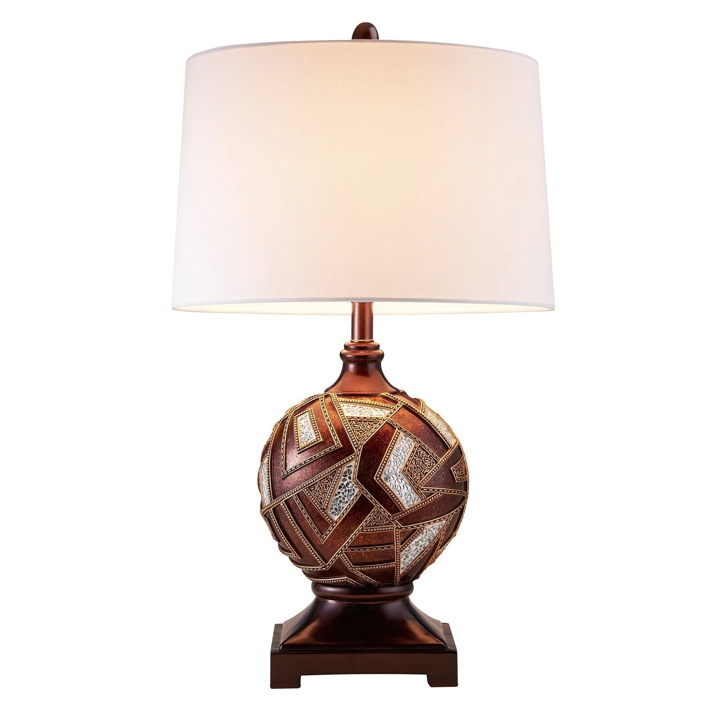 HomeRoots Metallic Mosaic Design Table Lamp in Brown Finish