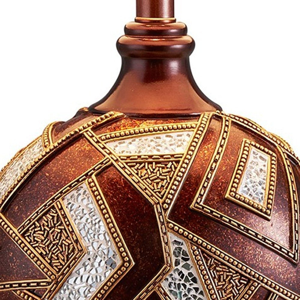 HomeRoots Metallic Mosaic Design Table Lamp in Brown Finish