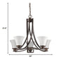 HomeRoots Mia 5-Light Chandelier With Etched Glass Shades and Oil Rubbed Bronze Finish