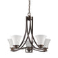 HomeRoots Mia 5-Light Chandelier With Etched Glass Shades and Oil Rubbed Bronze Finish
