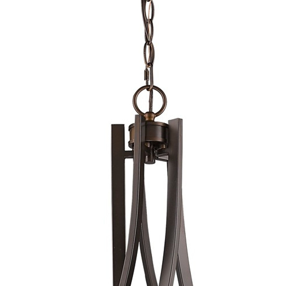 HomeRoots Mia 5-Light Chandelier With Etched Glass Shades and Oil Rubbed Bronze Finish