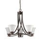 HomeRoots Mia 5-Light Chandelier With Etched Glass Shades and Oil Rubbed Bronze Finish
