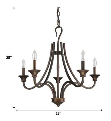 HomeRoots Michelle 5-Light Chandelier in Oil Rubbed Bronze Finish