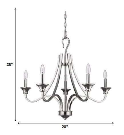 HomeRoots Michelle 5-Light Chandelier in Polished Nickel Finish