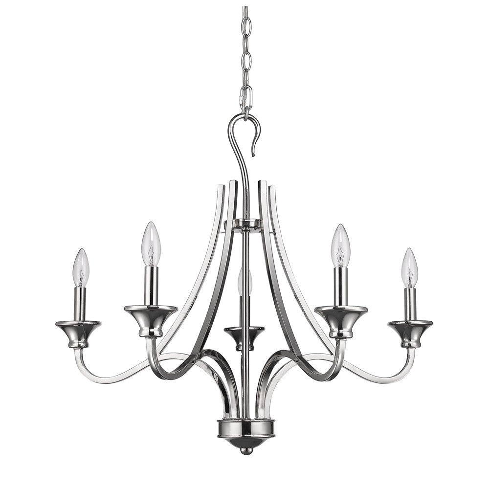 HomeRoots Michelle 5-Light Chandelier in Polished Nickel Finish