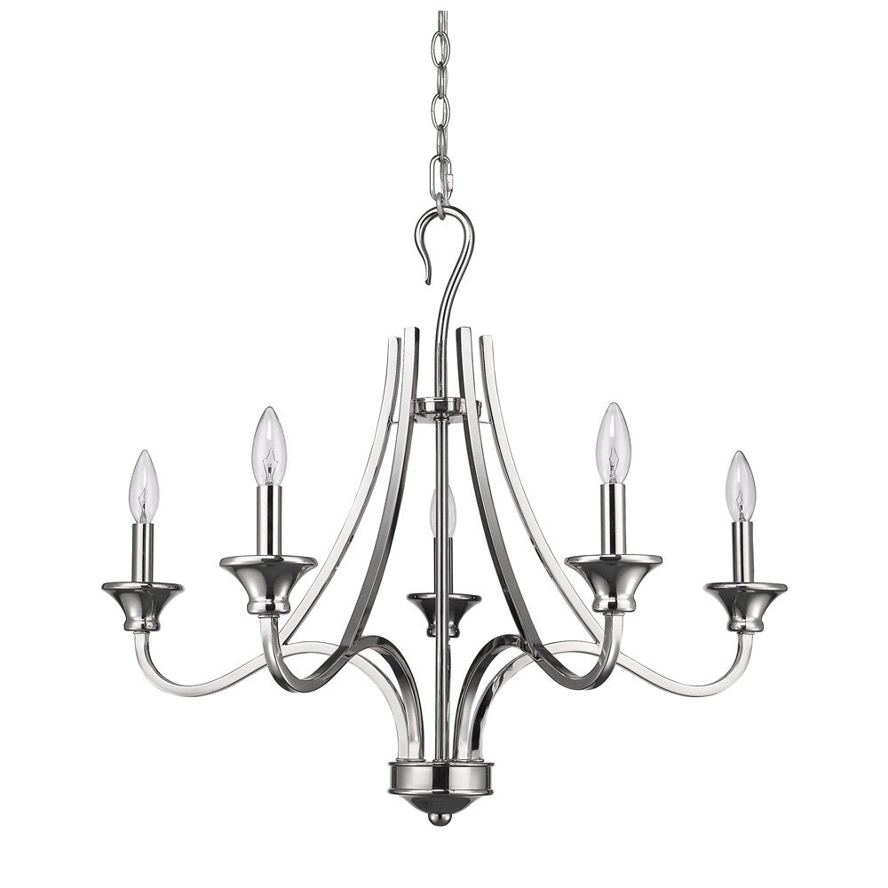 HomeRoots Michelle 5-Light Chandelier in Polished Nickel Finish