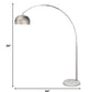 HomeRoots Mid 1-Light Adjustable Arc Floor Lamp With Metal Shade in Brushed Nickel Finish