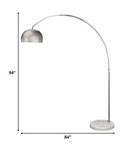 HomeRoots Mid 1-Light Adjustable Arc Floor Lamp With Metal Shade in Brushed Nickel Finish