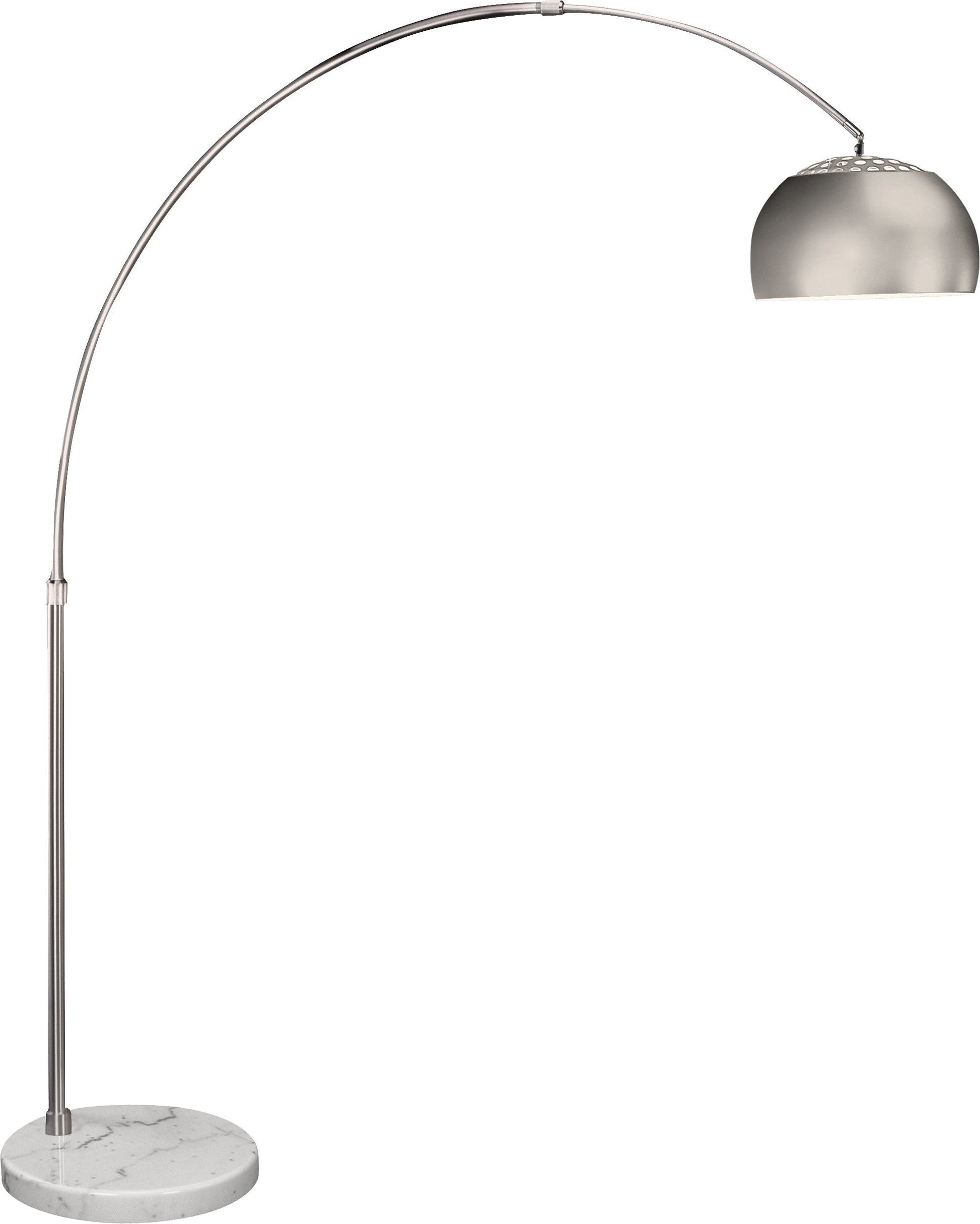 HomeRoots Mid 1-Light Adjustable Arc Floor Lamp With Metal Shade in Brushed Nickel Finish