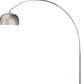 HomeRoots Mid 1-Light Adjustable Arc Floor Lamp With Metal Shade in Brushed Nickel Finish