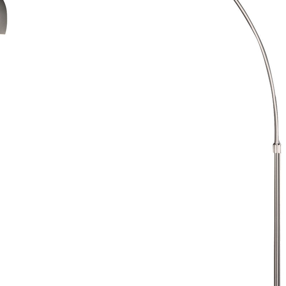 HomeRoots Mid 1-Light Adjustable Arc Floor Lamp With Metal Shade in Brushed Nickel Finish