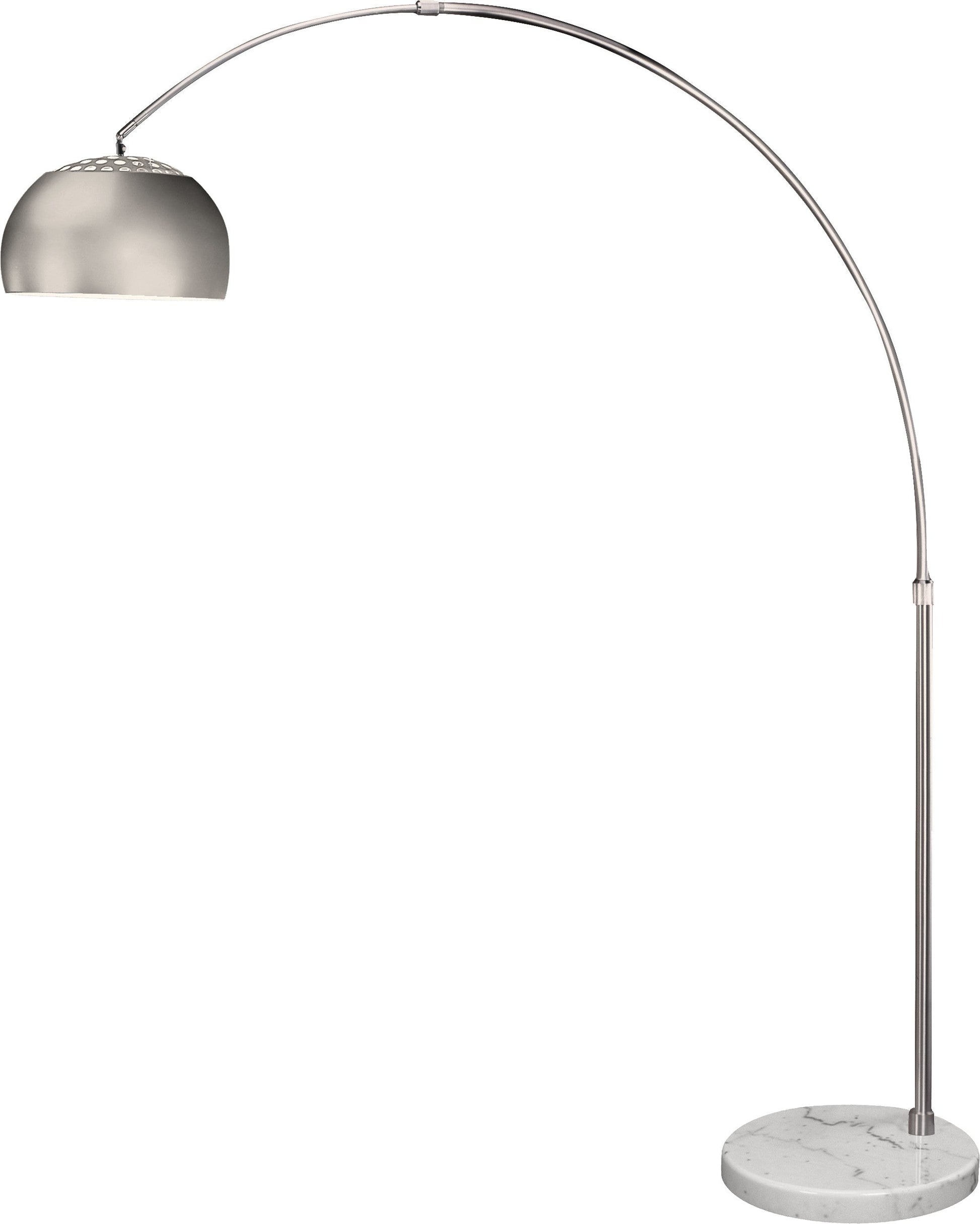 HomeRoots Mid 1-Light Adjustable Arc Floor Lamp With Metal Shade in Brushed Nickel Finish