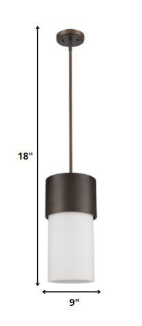 HomeRoots Midtown 1-Light Pendant With Frosted Glass Shade and Oil Rubbed Bronze Finish