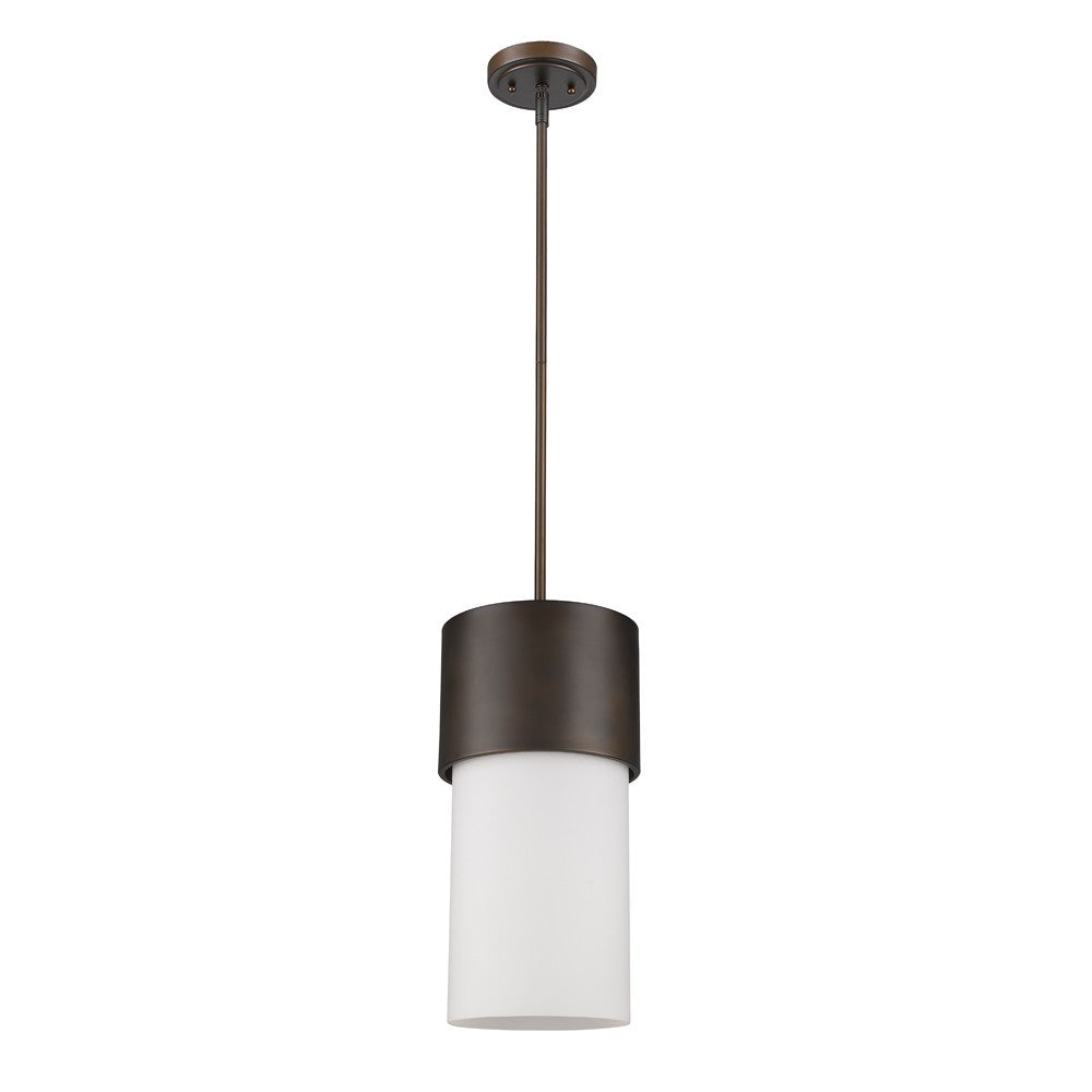 HomeRoots Midtown 1-Light Pendant With Frosted Glass Shade and Oil Rubbed Bronze Finish