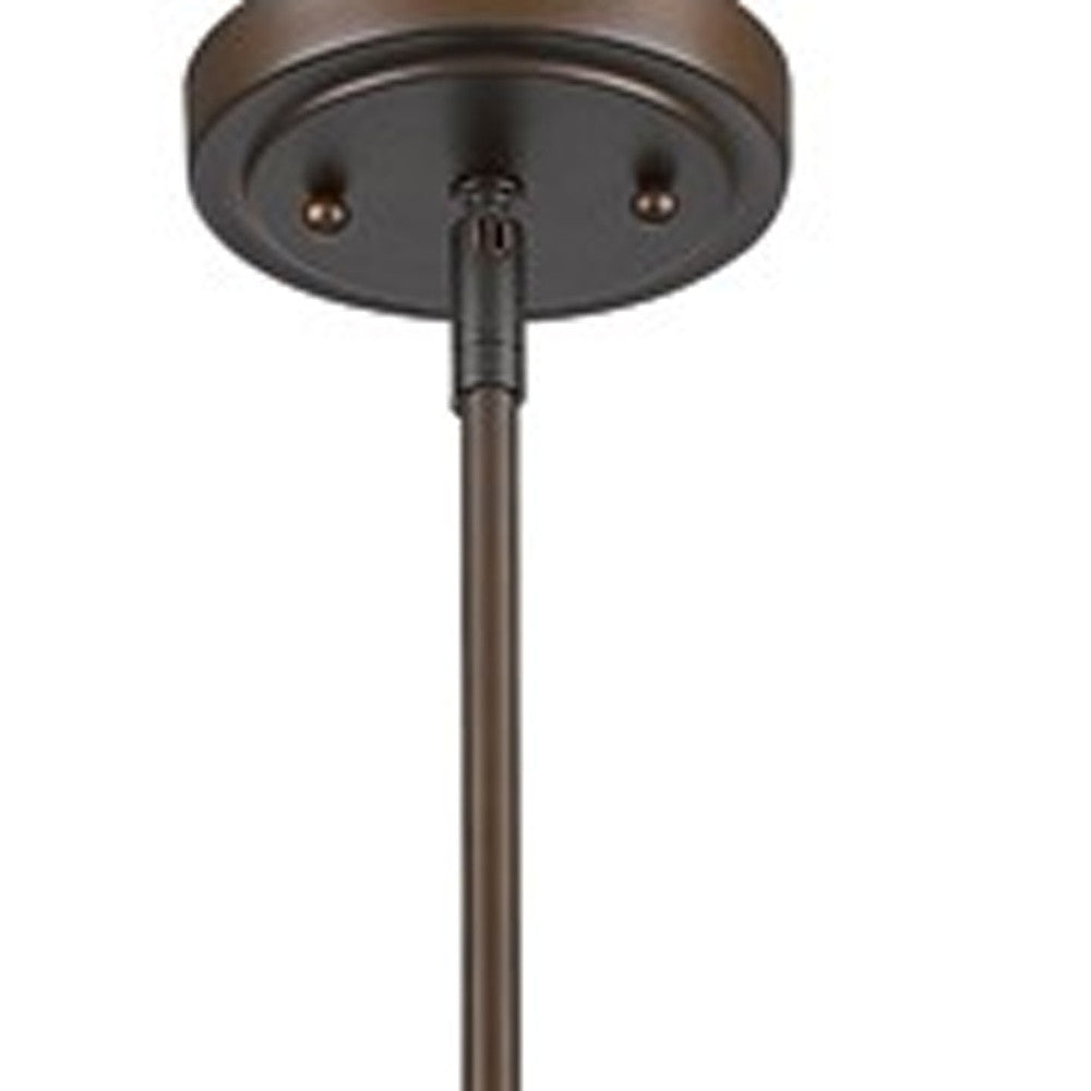 HomeRoots Midtown 1-Light Pendant With Frosted Glass Shade and Oil Rubbed Bronze Finish