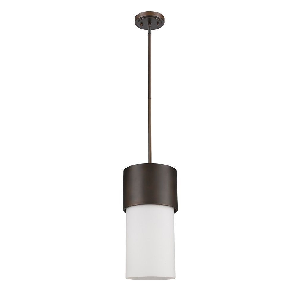 HomeRoots Midtown 1-Light Pendant With Frosted Glass Shade and Oil Rubbed Bronze Finish