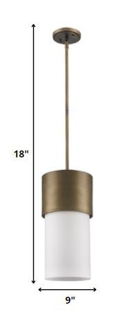 HomeRoots Midtown 1-Light Pendant With Frosted Glass Shade and Raw Brass Finish