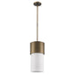 HomeRoots Midtown 1-Light Pendant With Frosted Glass Shade and Raw Brass Finish