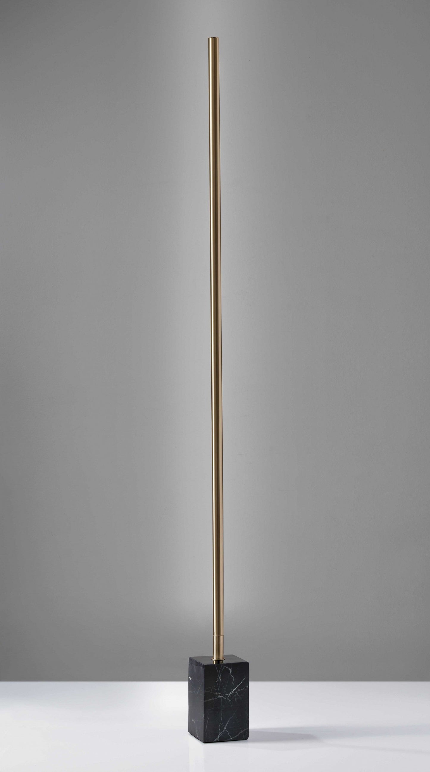 HomeRoots Minimalist Ambient Glow LED Floor Lamp With Dimmer In Antique Brass and Black Marble Finish