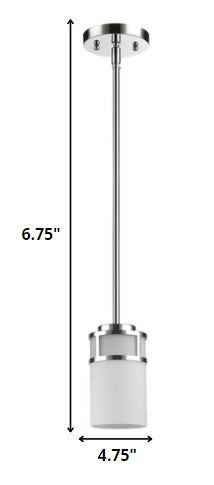 HomeRoots Minimalist Cylindrical Hanging Light in Silver Finish