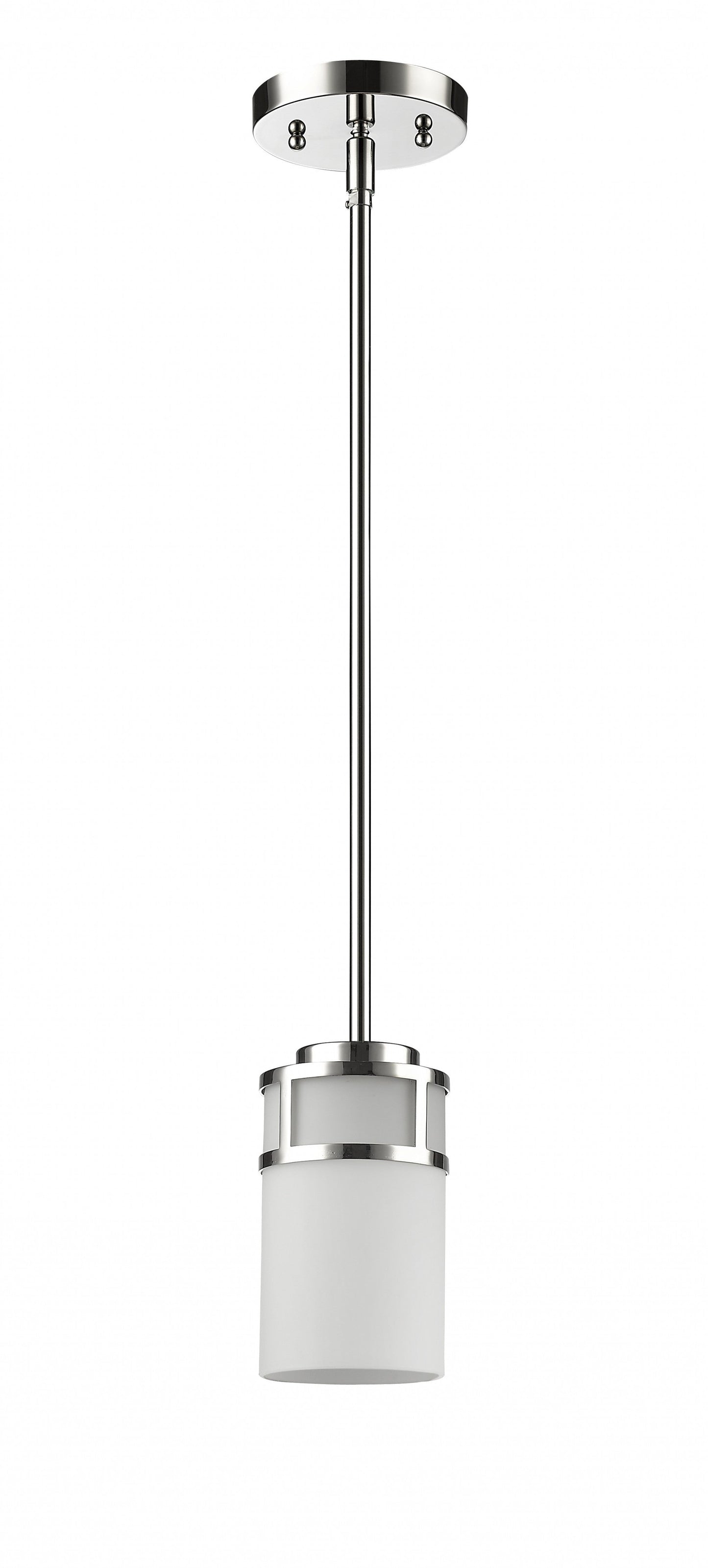 HomeRoots Minimalist Cylindrical Hanging Light in Silver Finish