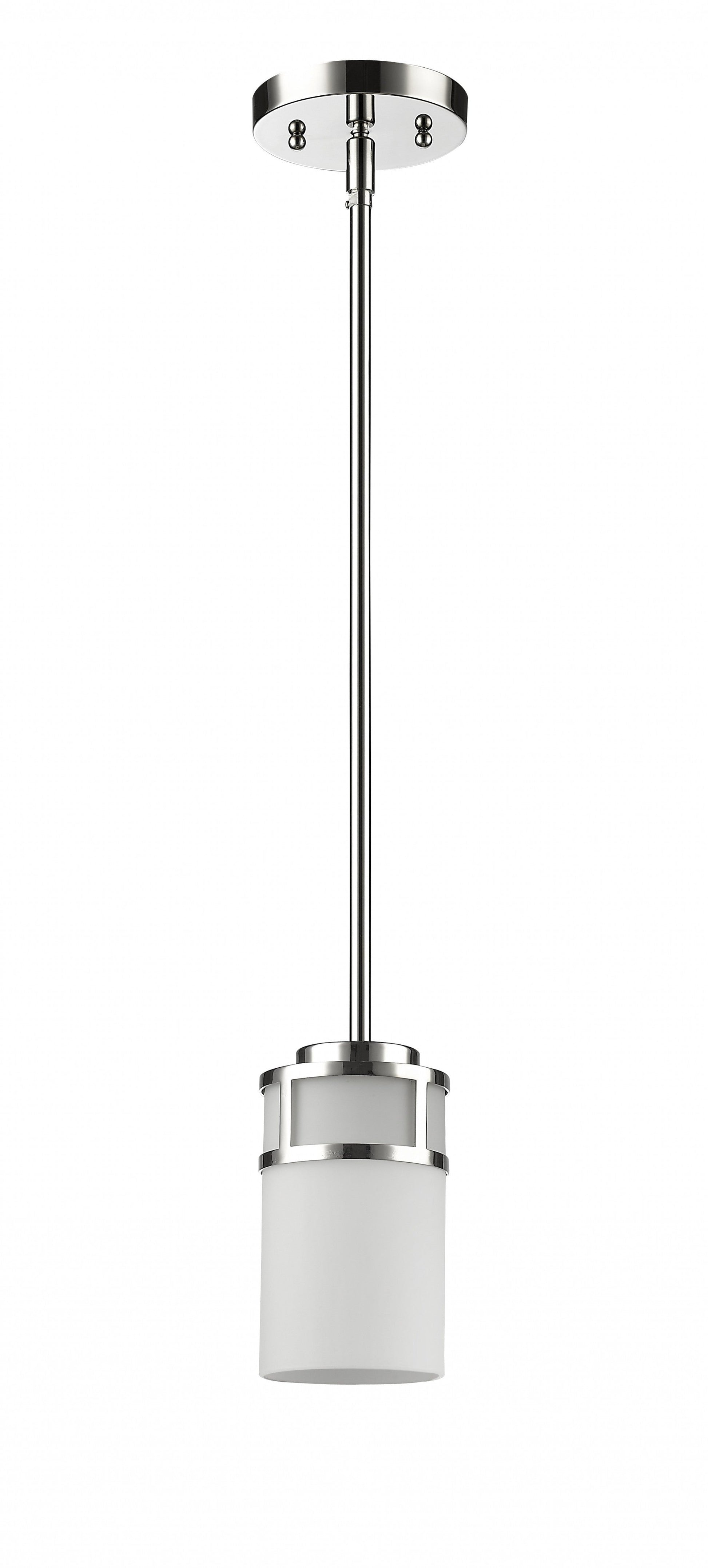 HomeRoots Minimalist Cylindrical Hanging Light in Silver Finish