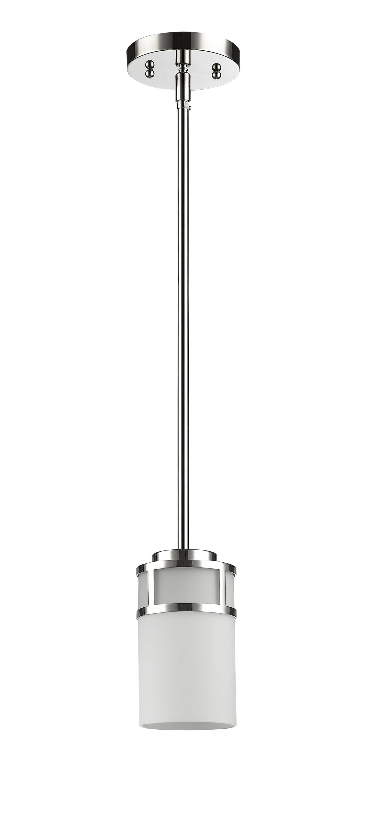 HomeRoots Minimalist Cylindrical Hanging Light in Silver Finish