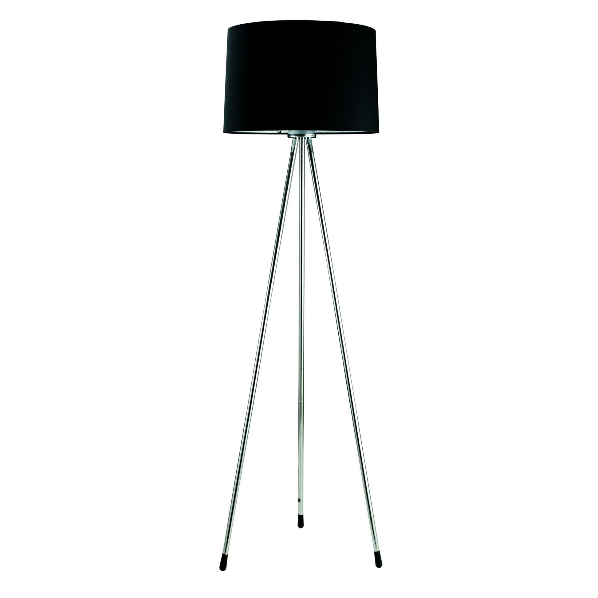 HomeRoots Minimalist Floor Lamp With Black Shade and Silver Metal Finish
