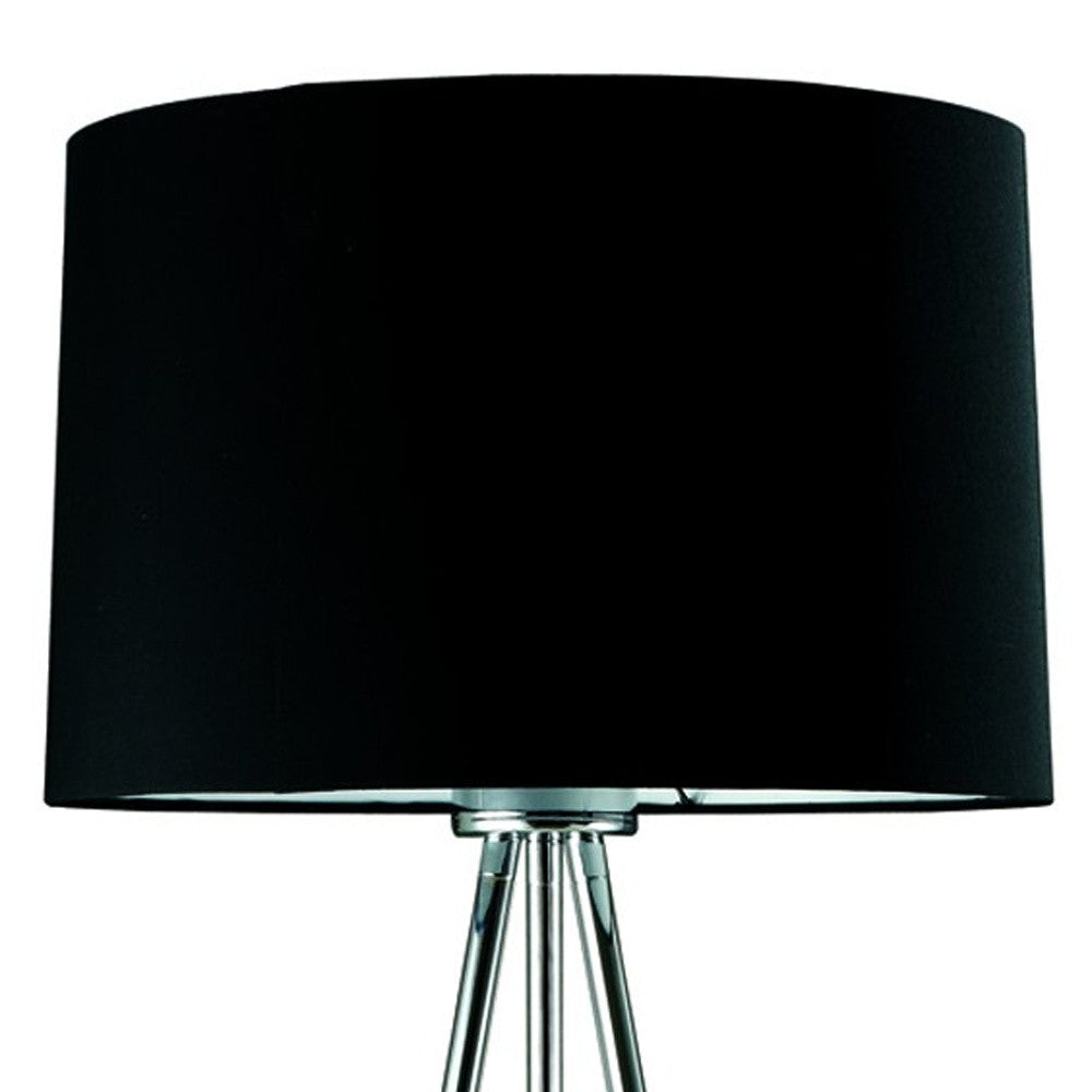 HomeRoots Minimalist Floor Lamp With Black Shade and Silver Metal Finish