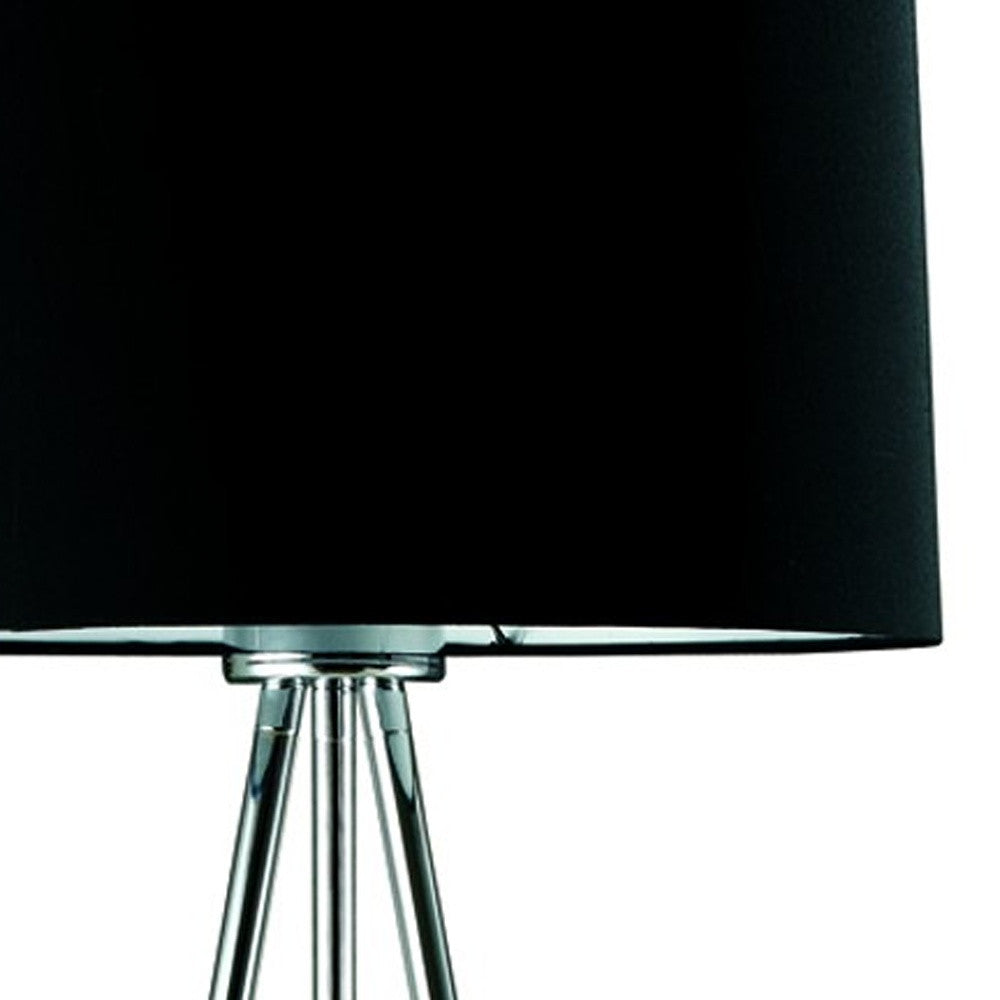 HomeRoots Minimalist Floor Lamp With Black Shade and Silver Metal Finish