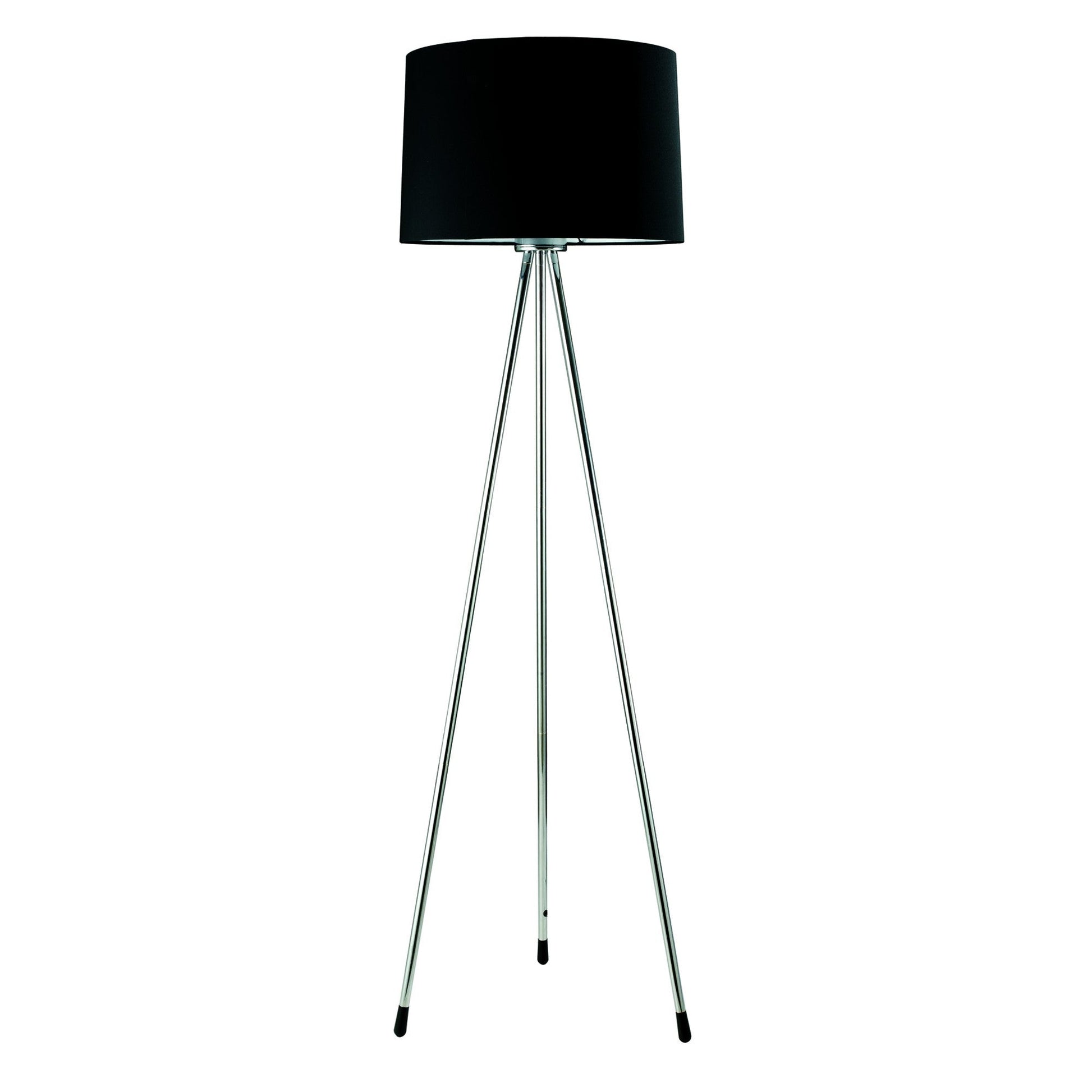HomeRoots Minimalist Floor Lamp With Black Shade and Silver Metal Finish