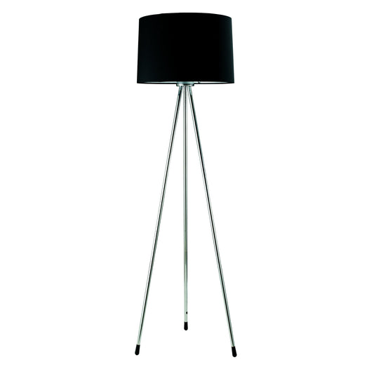 HomeRoots Minimalist Floor Lamp With Black Shade and Silver Metal Finish