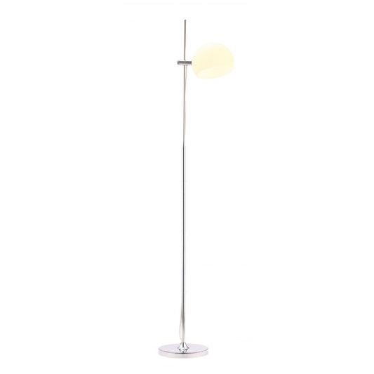 HomeRoots Minimalist Frosted Glass Floor Lamp In Silver Finish