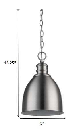 HomeRoots Minimalist Metal Pendant Hanging Light in Silver Finish