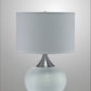 HomeRoots Minimalist Silver Table Lamp With White Drum Shade