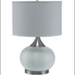 HomeRoots Minimalist Silver Table Lamp With White Drum Shade