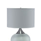 HomeRoots Minimalist Silver Table Lamp With White Drum Shade