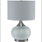 HomeRoots Minimalist Silver Table Lamp With White Drum Shade