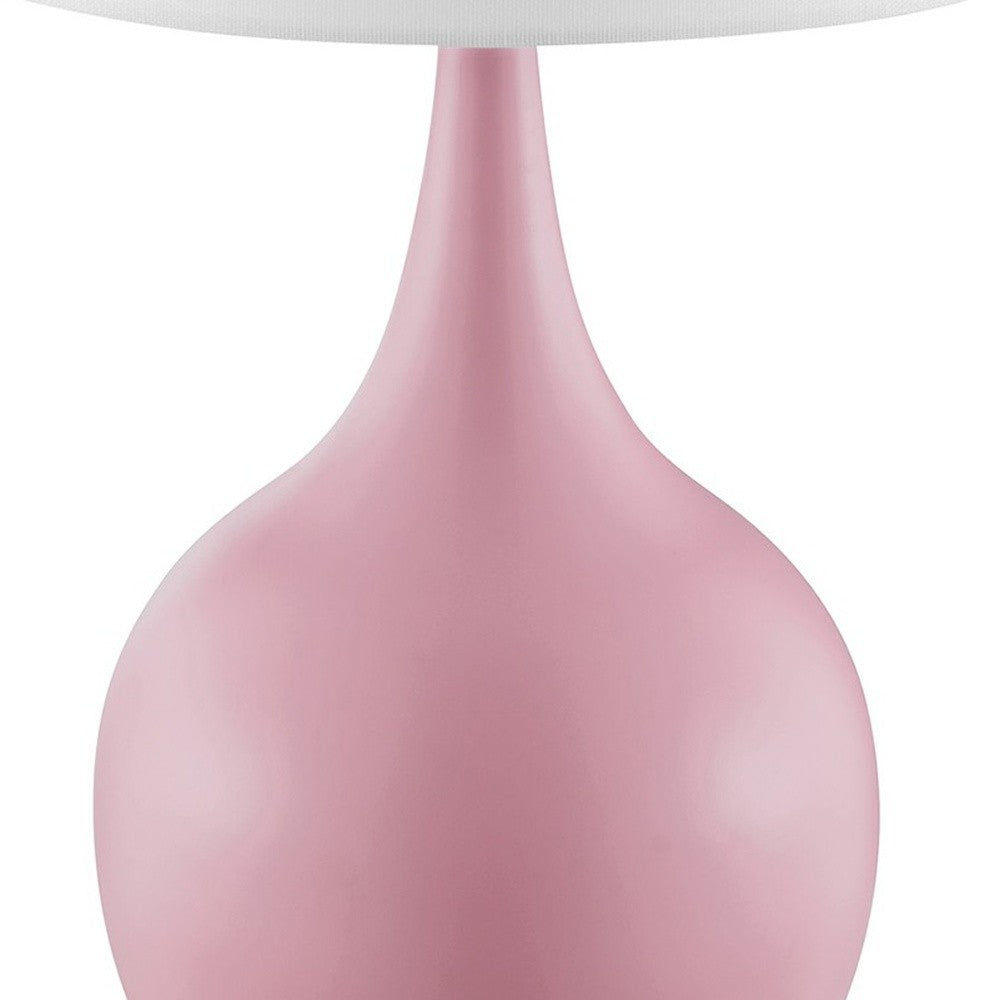 HomeRoots Minimalist Table Lamp With White Empire Shade and Light Pink Finish