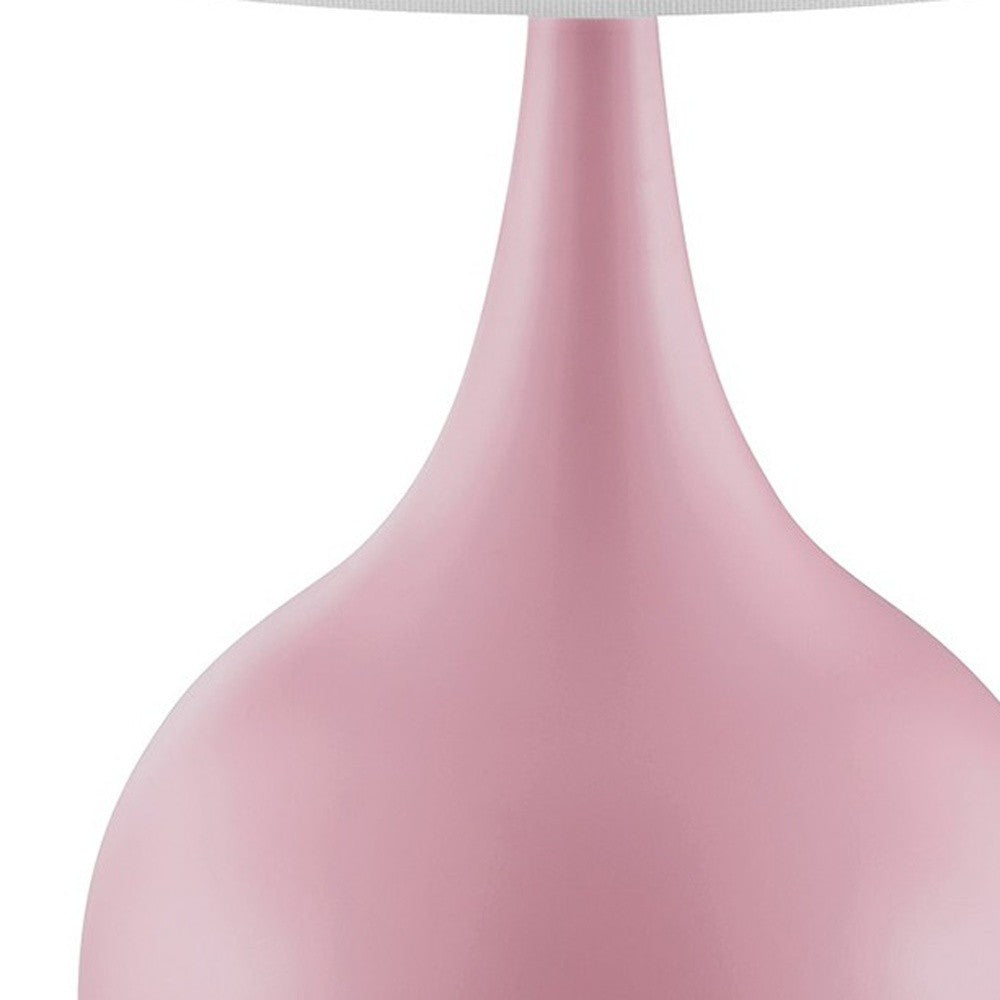 HomeRoots Minimalist Table Lamp With White Empire Shade and Light Pink Finish