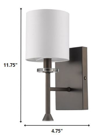 HomeRoots Minimalist Wall Sconce With Fabric Shade in Bronze Finish
