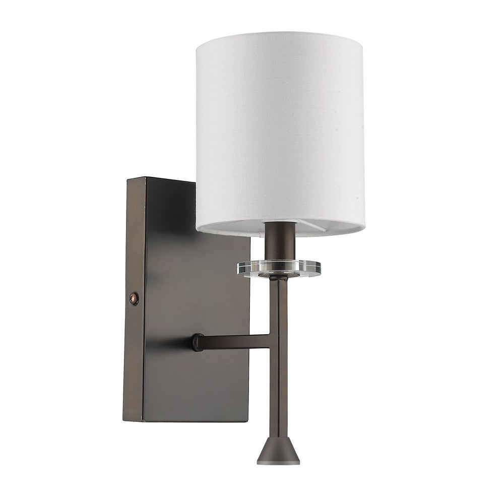 HomeRoots Minimalist Wall Sconce With Fabric Shade in Bronze Finish