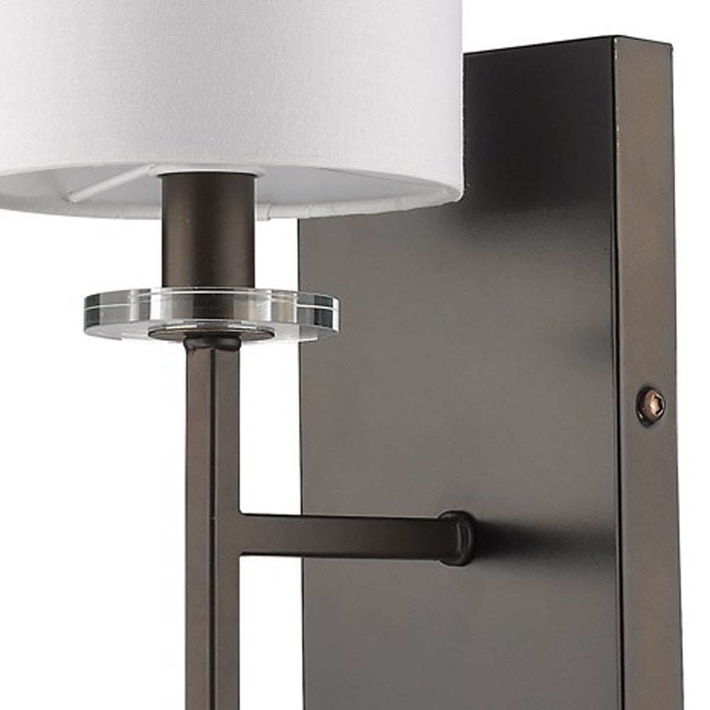 HomeRoots Minimalist Wall Sconce With Fabric Shade in Bronze Finish
