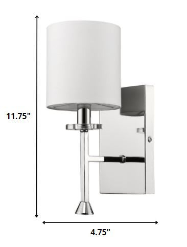 HomeRoots Minimalist Wall Sconce With Fabric Shade in Silver Finish