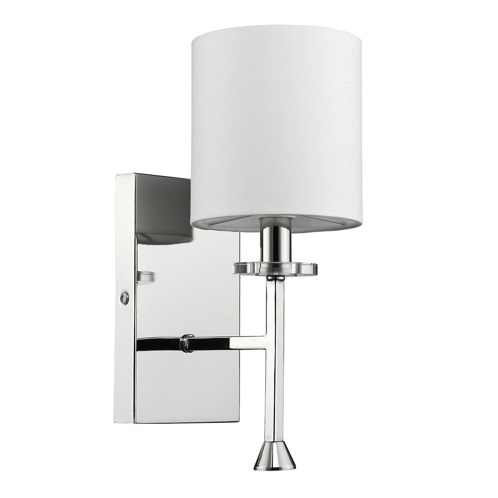 HomeRoots Minimalist Wall Sconce With Fabric Shade in Silver Finish