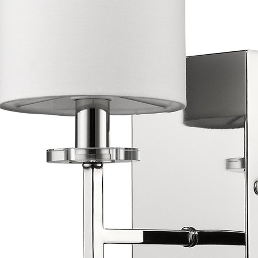 HomeRoots Minimalist Wall Sconce With Fabric Shade in Silver Finish