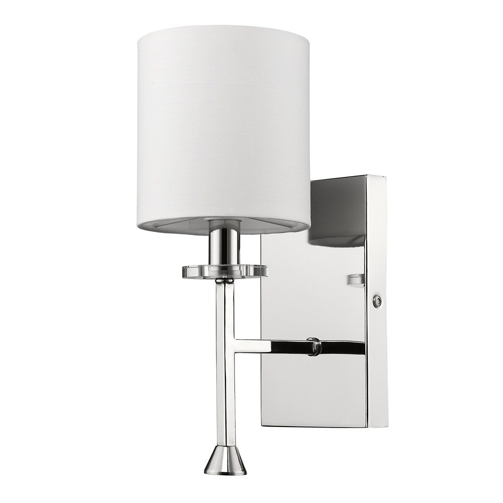 HomeRoots Minimalist Wall Sconce With Fabric Shade in Silver Finish