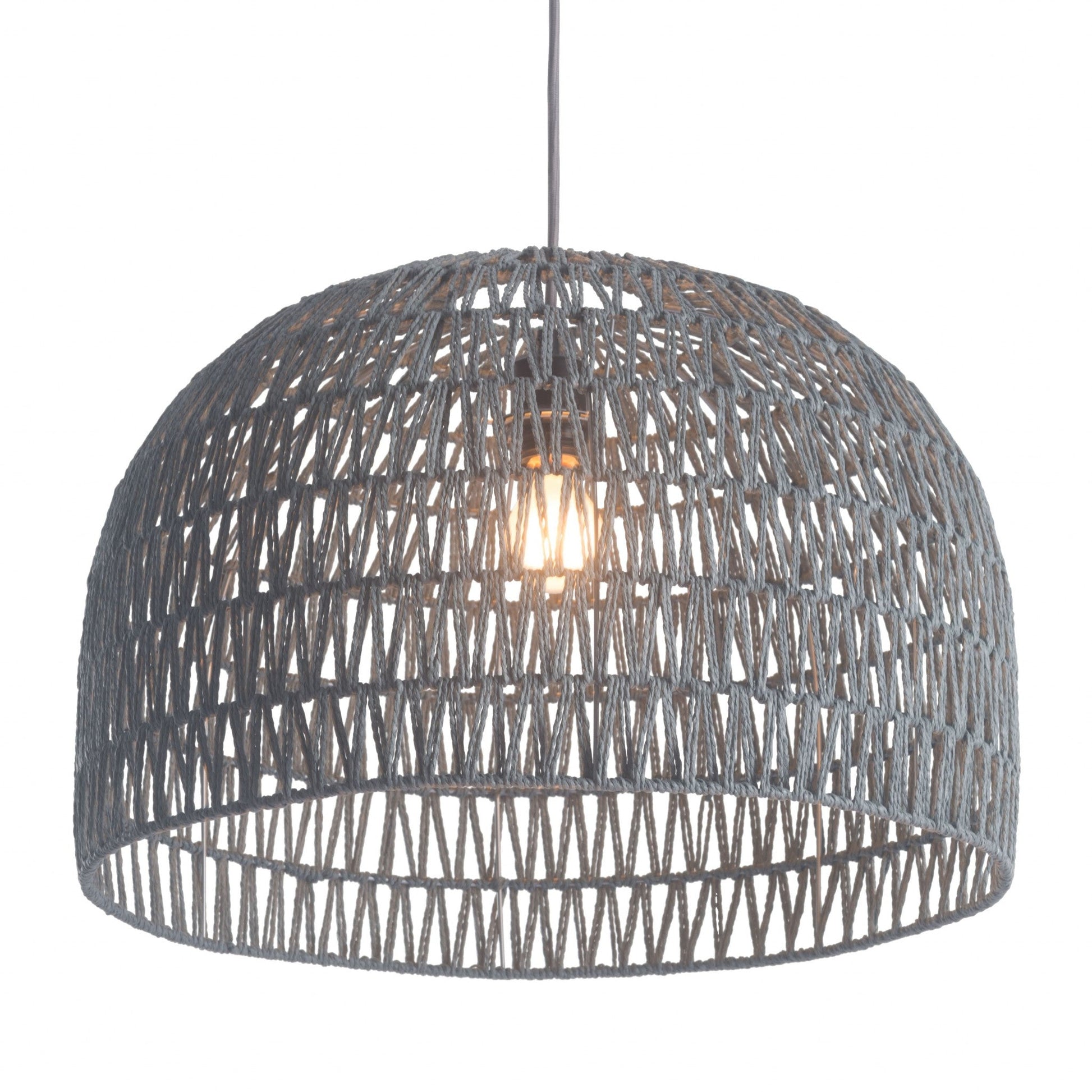 HomeRoots Misty Woven Ceiling Lamp in Gray Finish
