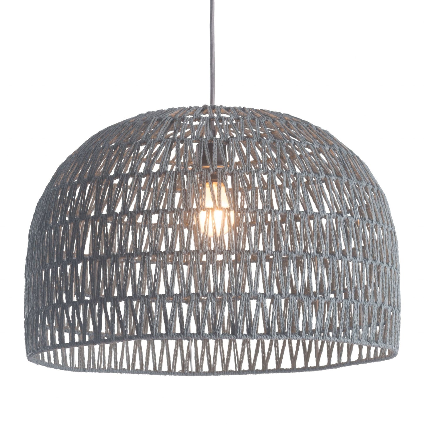 HomeRoots Misty Woven Ceiling Lamp in Gray Finish