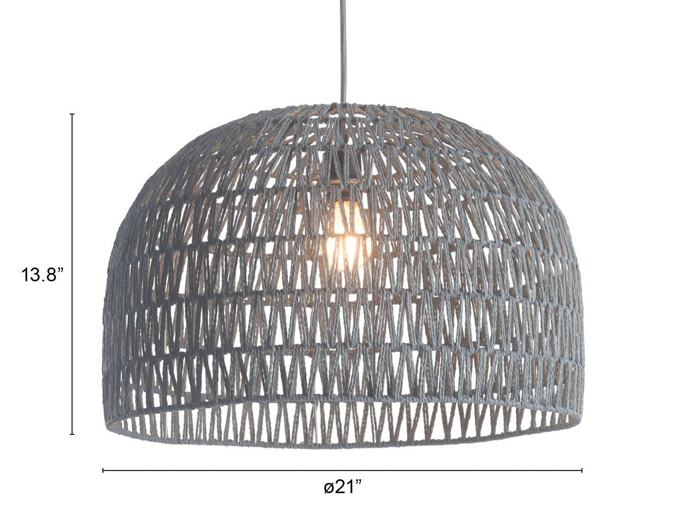 HomeRoots Misty Woven Ceiling Lamp in Gray Finish